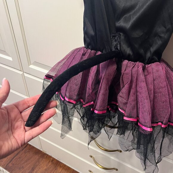 Pink & Black Kitty Cat Costume w/Detachable Tail & Kitty Ears (Size Med 8-10) - Picture 4 of 10